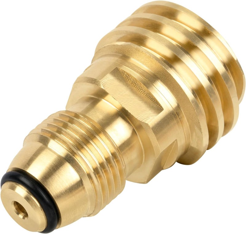 GASPRO Propane Tank Adapter, POL to QCC-1 Propane Fittings, Converts 100 lb LP Tank to Type-1 Hose or Regulator, Old to New, Solid Brass - Image 1